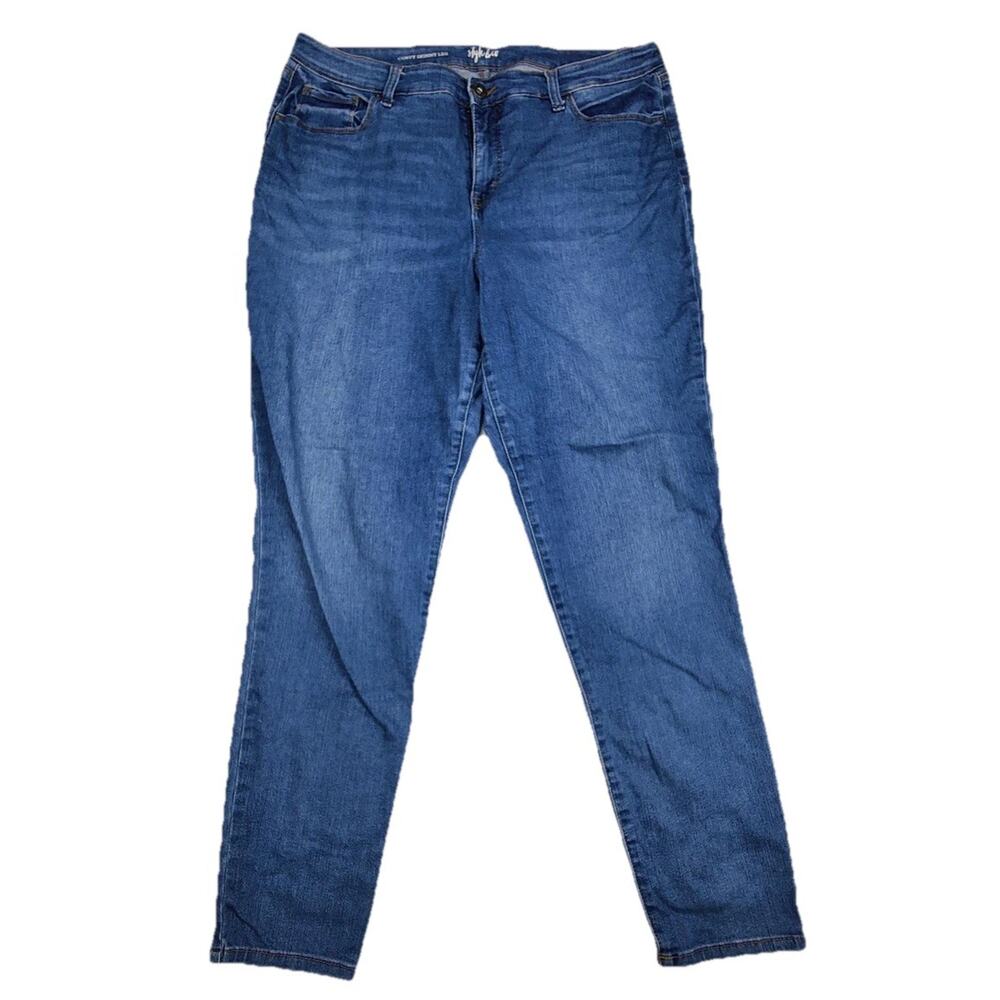 Style & Co Curvy Skinny Leg Jeans Womens 16 Blue Medium Wash Stretch 38x29